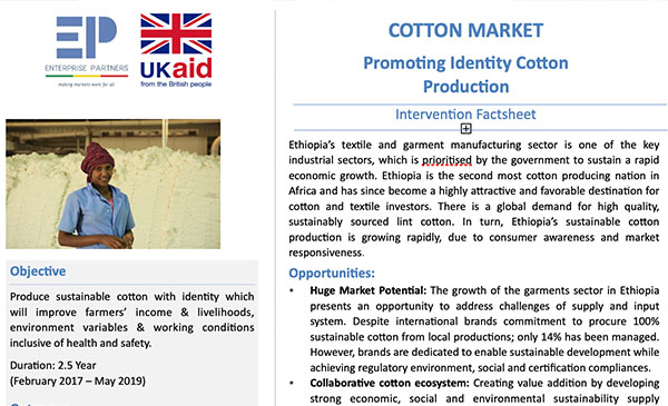 Promoting Identity Cotton Production (CTA 09)